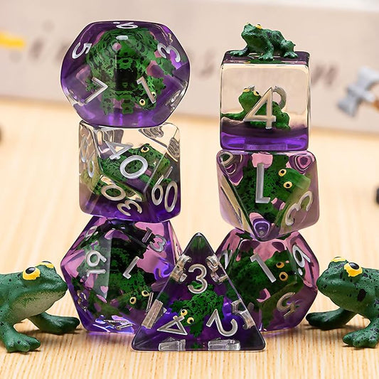 Resin Frog DND Dice Set, Polyhedral D&D Dice Animal Inclusion Dice for Dungeons and Dragons MTG RPG Board Games
