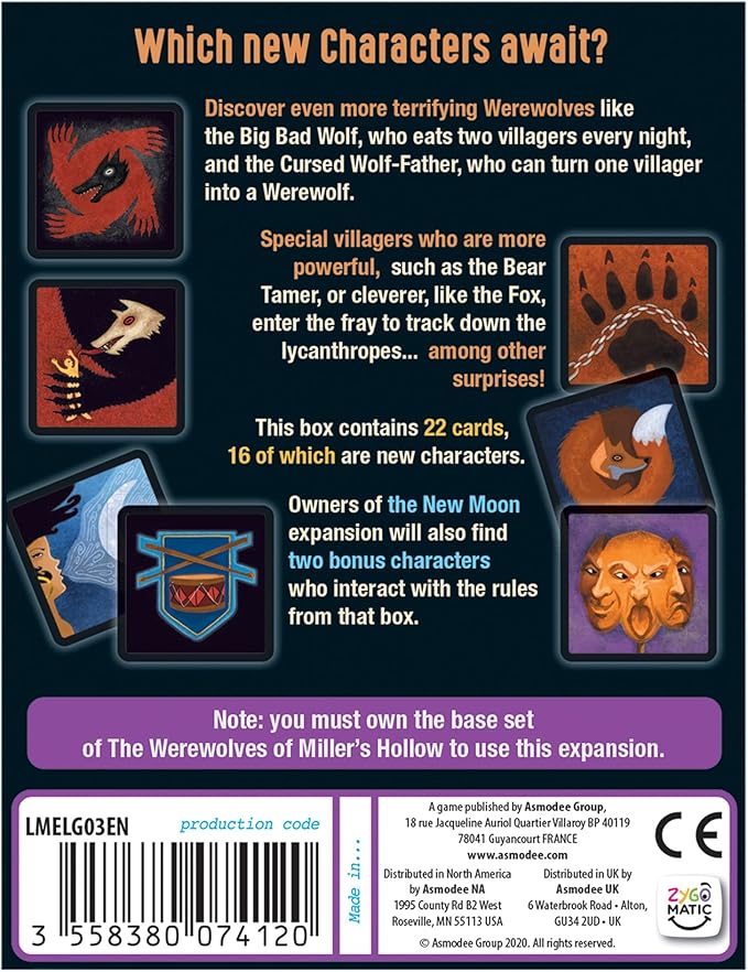 The Werewolves of Miller's Hollow Characters Expansion - New Roles & Game-Changing Abilities! Social Deduction Party Game for Kids & Adults, Ages 10+, 8-28 Players, 30 Min Playtime, Made by Zygomatic