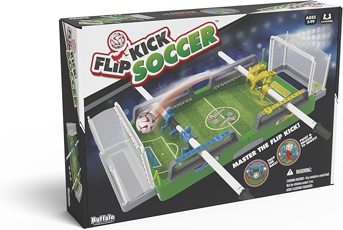 Buffalo Games - Flip Kick Soccer - Fast Paced Dexterity Game - Spinning Soccer Head to Head - Great for Family Game Night - Ages 5 and Up