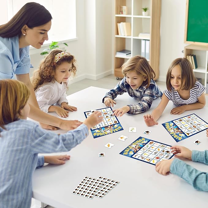Joy Bang Bible Bingo Games for Kids, Bible Bingo Cards 24 Player Sunday School Crafts for Kids Easter Christian Religious Activities Games Holiday Nativity Party Favors Gifts for Childrens