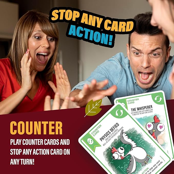 Chicken Challengers Card Game, Hilarious Games for Adults & Teens, New and Strategic Games for Adults and Family Game Night, 2-8 Players, Ages 13+, Travel-Friendly, 114 Cards