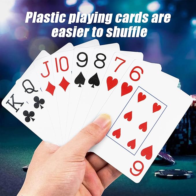 6 Pack Playing Cards Bulk,Plastic Playing Cards Waterproof Poker Size Cards Professional, Jumbo Index Large Print for Adults and Seniors,6 Decks of Cards for Fun Card Games