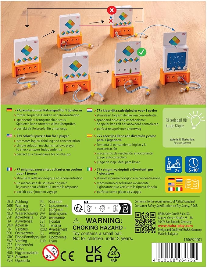 HABA Logic! CASE Starter Set - Brain Teaser Puzzles and Car Games for Kids Ages 4-8, A Handheld Game to Develop Critical Thinking for Kids