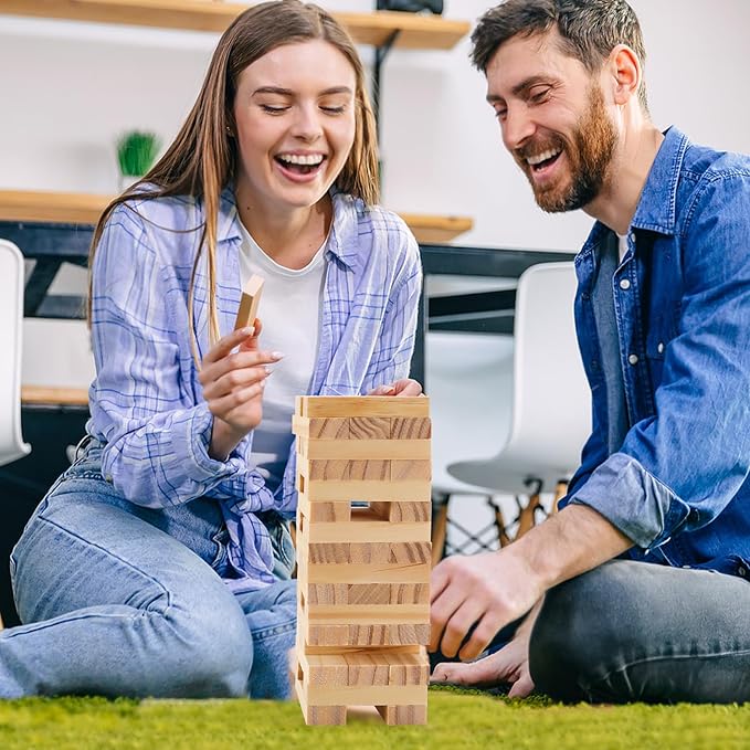 Ultimate Lust Tower Game for Adults - 48-Piece Naughty Wooden Stacking Blocks for Couples, Perfect for Date Nights, Valentine's Day, and Fun Drinking Games