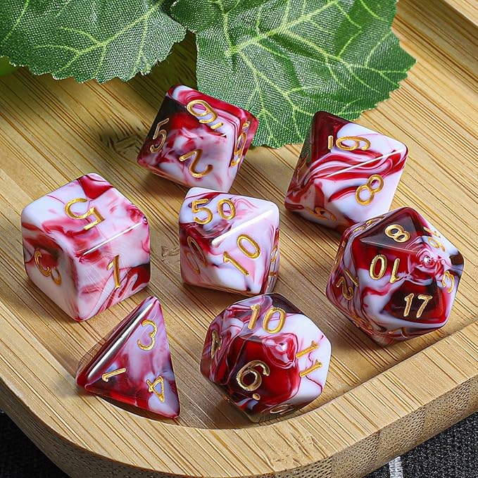 CiaraQ DND Polyhedral Dice Set with a Black Dice Bag for D&D RPG MTG Role Playing Table Games
