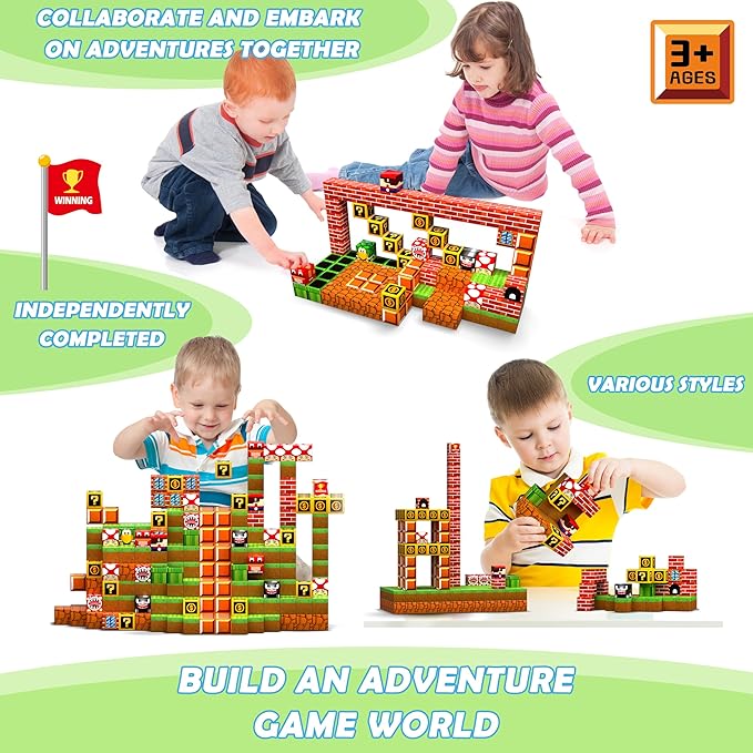 Magnetic Blocks - 200PCS Build 3D Magnet Building Toys World with Magnetic Tiles, STEM Kids Sensory Toys, Toy Magnet Building Set B-Day Gifts for Age 3 4 5 6-10 Year Old Boys Girls