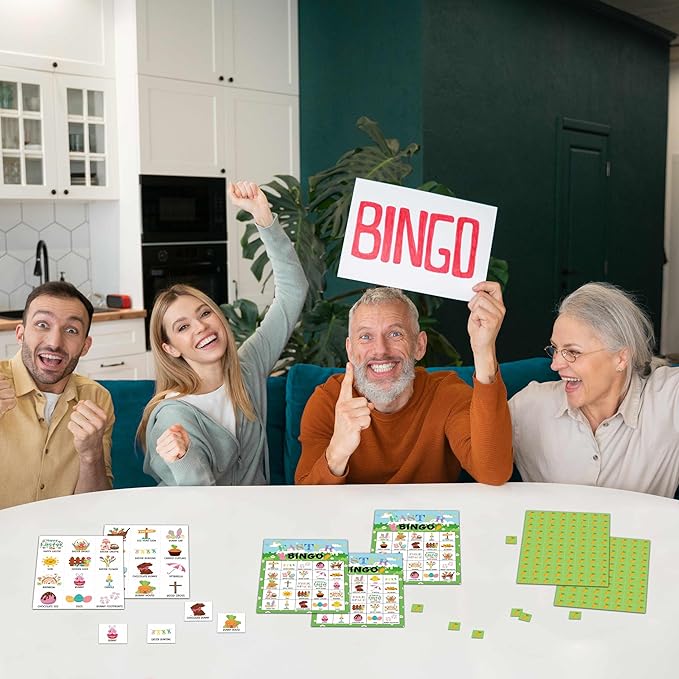 Easter Day Bingo Games - Bunny Bingo Card - 24 Players Bingo Game Set for Adult Family Friends Colleagues - School Classroom Indoor Outdoor Activities - Spring Party Favors Supplies -C02