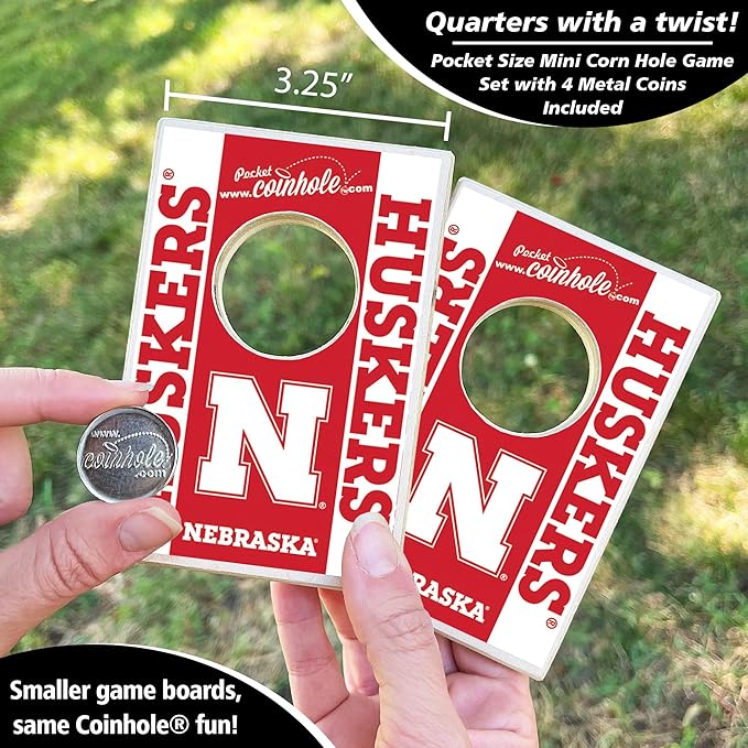 Tabletop Cornhole Game Set | Officially Licensed College Mini Football Cornhole Board Game | Includes Coins