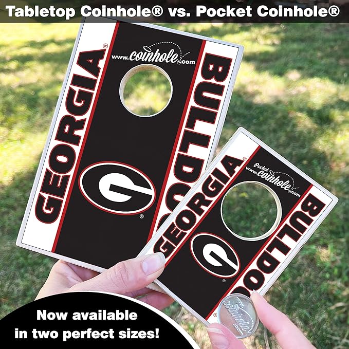 Tabletop Cornhole Game Set | Officially Licensed College Mini Football Cornhole Board Game | Includes Coins