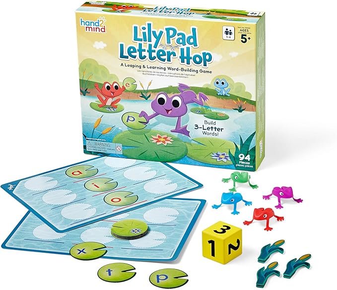 Hand2Mind Lily Pad Letter Hop - CVC & Sight Word Games, Fine Motor Skills Toys, Spelling & Word Making Activities, Family Learning Fun