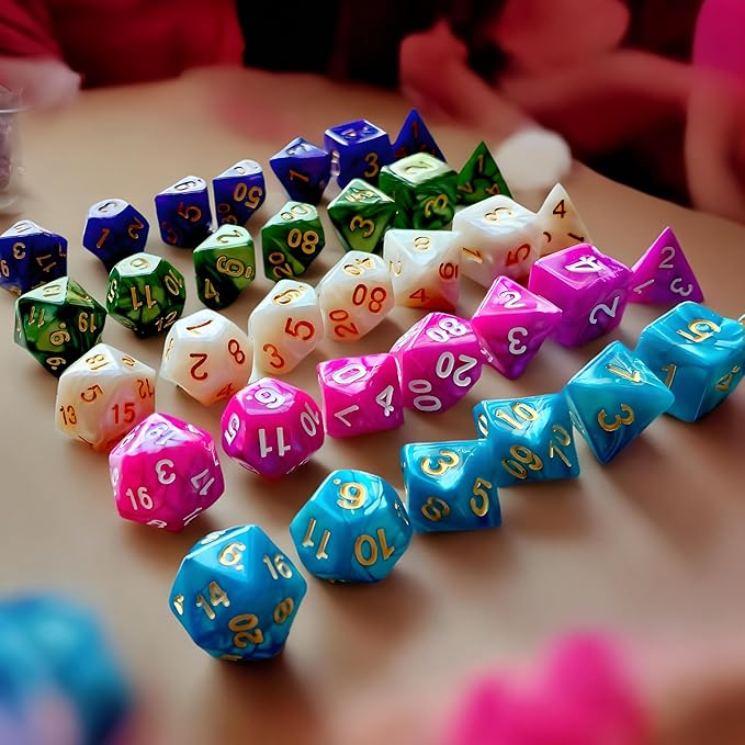 DND Dice Set - 5 * 7-Die Polyhedral Dice Sets for Dungeons and Dragons D&D DND RPG MTG Table Board Roll Playing Games D4 D6 D8 D10 D% D12 D20