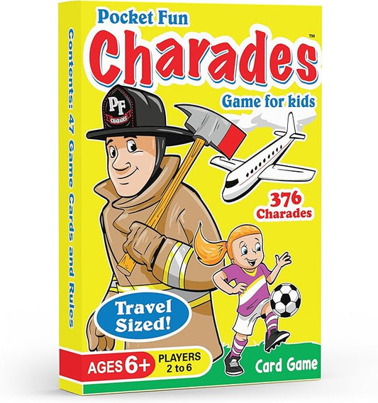 Arizona GameCo Pocket Fun Charades, a Family Party Game for Kids Ages 6 and Up – No Reading Required to Play – Perfect for Board Game Night, Vacation, Travel, Easter Gift or Basket Stuffer