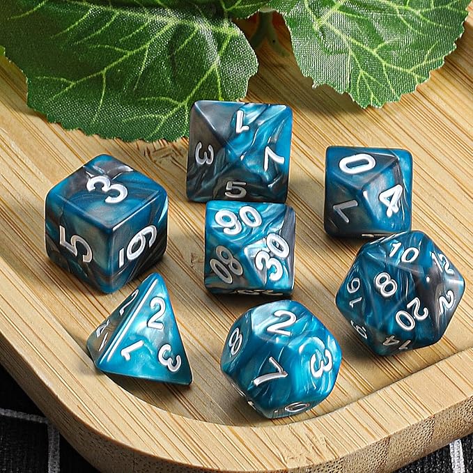 CiaraQ DND Polyhedral Dice Set with a Black Dice Bag for D&D RPG MTG Role Playing Table Games