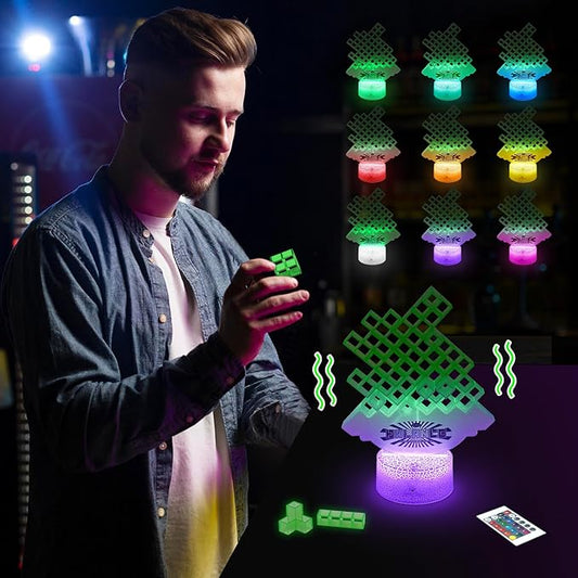 LED Glow in The Dark Stacking Game -Tumble Tetra Balance Tower Game with Color Changing Lights - Suspend Board Games for Adults & Family - Great for Summer Parties, Raves, or Blacklight