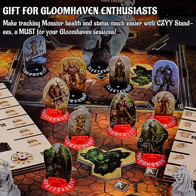CZYY Standee Bases with Health Tracker and Status Token Slots Pack of 27 Plastic Hex Monster Stand Compatible with Gloomhaven and Frosthaven Board Game
