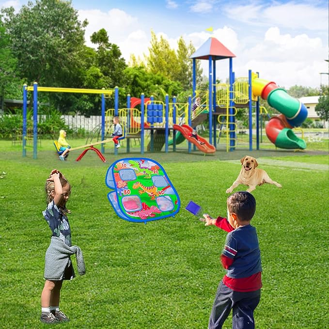 3 in 1 Bean Bag Toss Game for Toddler Easter Party Corn Holes Outdoor Indoor Dart Board Toys with 8 Bean Bags & 8 Sticky Balls Beach Yard Lawn Toddler Games Gift for Boys Girls Age 2-4 3-5 4-8 Kids