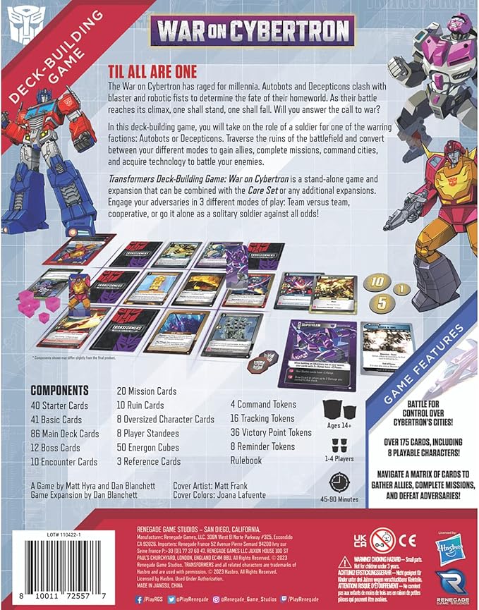 Renegade Game Studios Transformers Deck-Building Game: War On Cybertron - Stand Alone Game & Expansion, Ages 14+, 1-4 Players, 45-90 Min