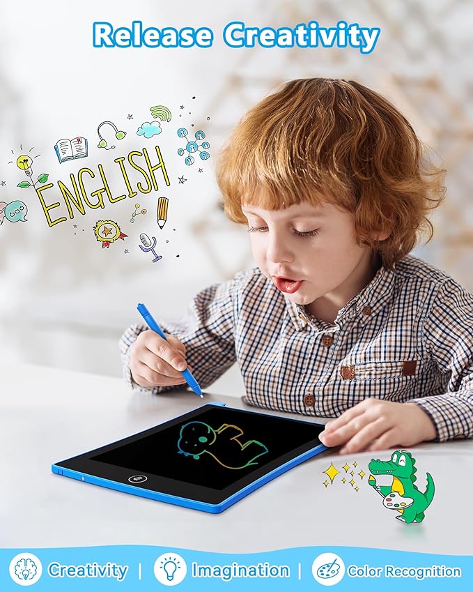 KOKODI 10 Inch Colorful Doodle Board Drawing Pad, Boy Gifts Toys for Age 3 4 5 6 7 Year Old Kids, Mess Free Games Activities Birthday Christmas Stocking Stuffers for Toddlers