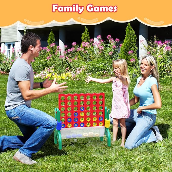 Aywewii 1.9 Feet Giant 4-to-Score Connect Game Set for Kids and Adults 4 in A Row Game Outdoor Indoor Yard Camping Party Family Games Tabletop Games