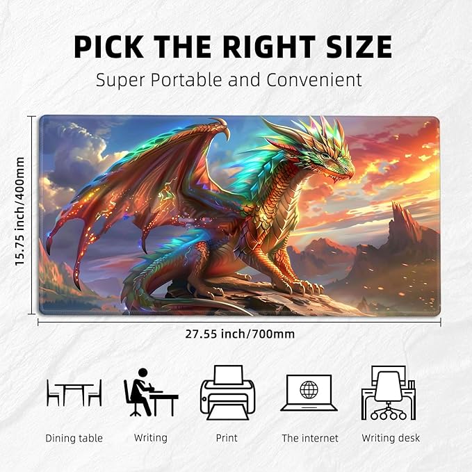 for MTG Playmat with Storage Bags, Card Playmat for TCG Card Playing Game,Rollable & Foldable for PTCG and Board Game Mat for Cards,Non-Slip Dragon Desk Mat for Home Office