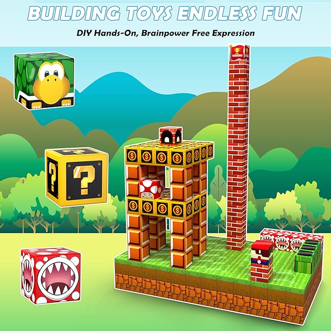 Magnetic Blocks - 200PCS Build 3D Magnet Building Toys World with Magnetic Tiles, STEM Kids Sensory Toys, Toy Magnet Building Set B-Day Gifts for Age 3 4 5 6-10 Year Old Boys Girls