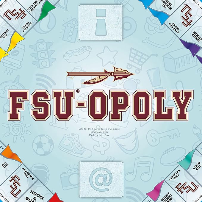 Late For The Sky: FSU-Opoly - Florida State University Themed Family Board Game, Opoly-Style, Traditional Play Or 1 Hr Version, Ages 8+, 2-6 Players