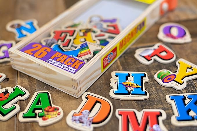 TS Shure by Bendon Alphabet Letters Magnafun 26-Piece Wooden Magnets Pre-School Kindergarten Learning 50496