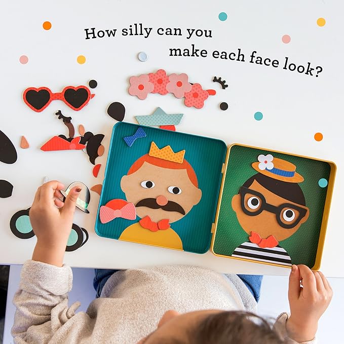Petit Collage Funny Face Magnetic Travel Play Set – Fun Game for Families, Ideal for 2-4 Players, Ages 4+ – Travel Game for Kids with Handy Portable Tin – Make a Great Gift Idea