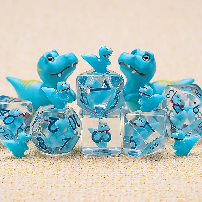 Polyhedral Dinosaur DND Dice,Resin Dinosaur D&D D and D Dice Set for Dungeons and Dragons MTG RPG Board Games