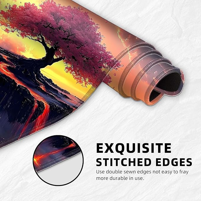 for MTG Playmat with Storage Bags, Card Playmat for TCG Card Playing Game,Rollable & Foldable for PTCG and Board Game Mat for Cards,Non-Slip Cherry Tree Desk Mat for Home Office