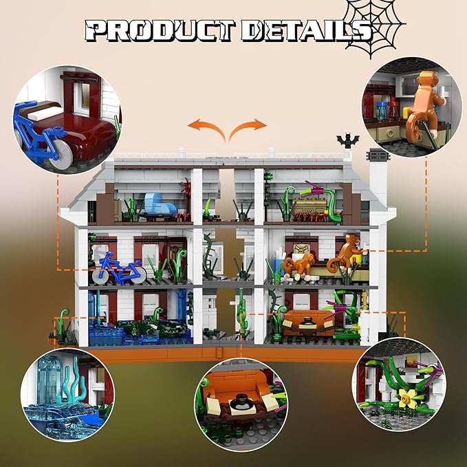 Jumanjee Board Game House Building Set, Parrish Mansion House Movie Building House Set, Crackable House with Annimals, Compatible with Lego Gifts for Fans and Boys and Girls Aged 12+ （1620 PCS）