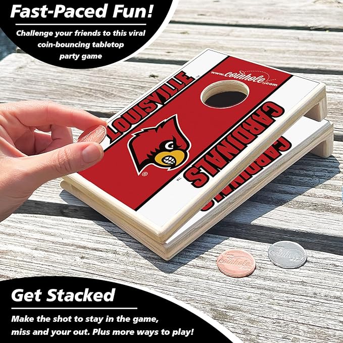 Tabletop Cornhole Game Set | Officially Licensed College Mini Football Cornhole Board Game | Includes Coins