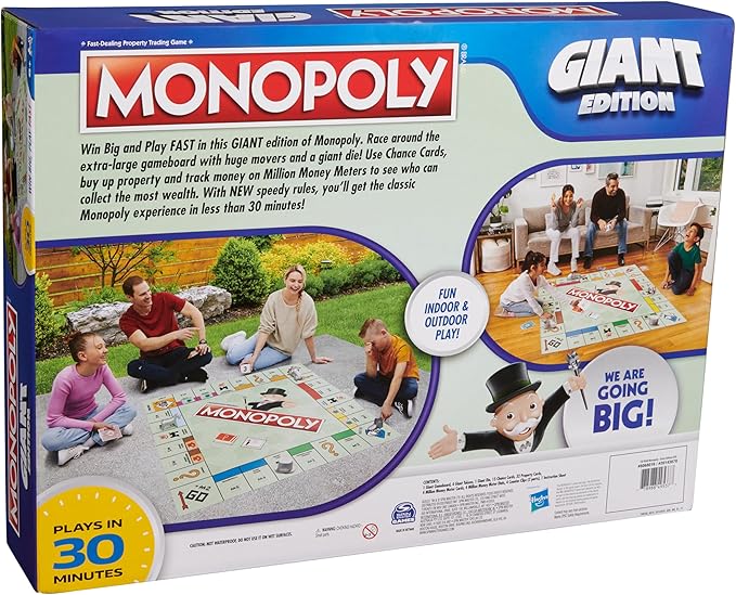 Spin Master Games, Monopoly Giant Edition, Indoor & Outdoor Games, Classic Board Games, 2-4 Players, for Ages 6 & Up