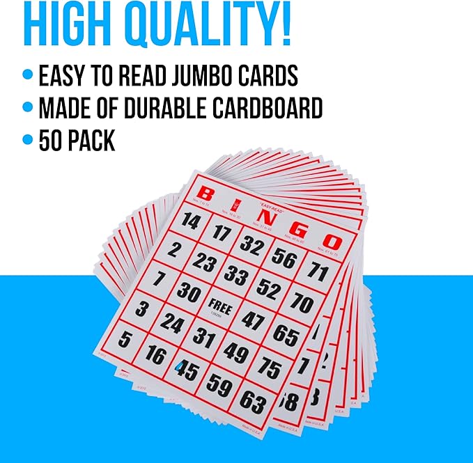 Regal Bingo Jumbo Bingo Cards Deck Reusable - Bingo Games for Family - 50 Playing Cards