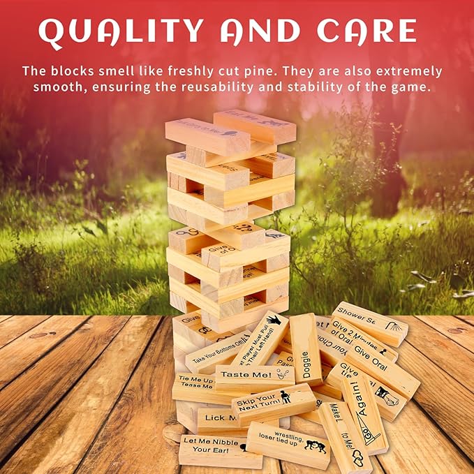 Lust Tower Games - 2025 Super Naughty Tower Game for Adults, Valentine Tumbling Tower Stacking Blocks for Date Nights Ideas and Valentines Gifts