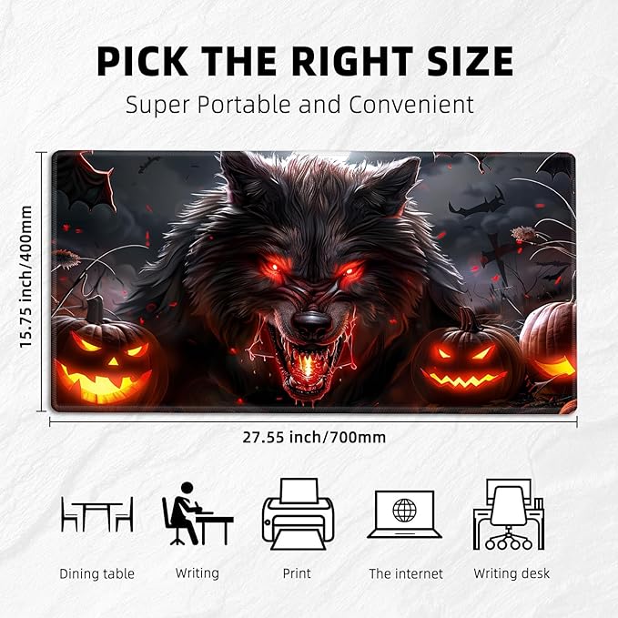 for MTG Playmat with Storage Bag, for TCG Playmat and Playing Card Mat for Magic Board Games, Non-Slip Werewolf Desk Mat, Stitched Edges Game Mat, Rollable & Foldable Card Playmat