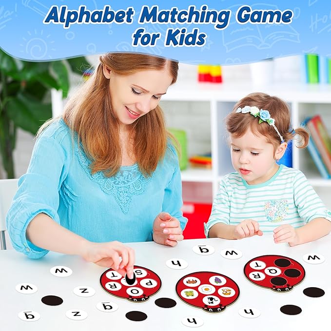 Alphabet Games for Kids Toddlers,Animal Cards,Alphabet Learning Toys,ABC Flash Cards,Speech Therapy,Letter Matching Board Games for Kids 3-6,Ladybug Toys,Preschool Classroom Must Haves