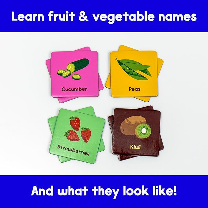 Yum, Yum! Fruit & Vegetable Memory Matching Game for Kids | Ages 3 & Up | 20 Matching Pairs | Fun and Educational Learning Toy for Families | Travel Size