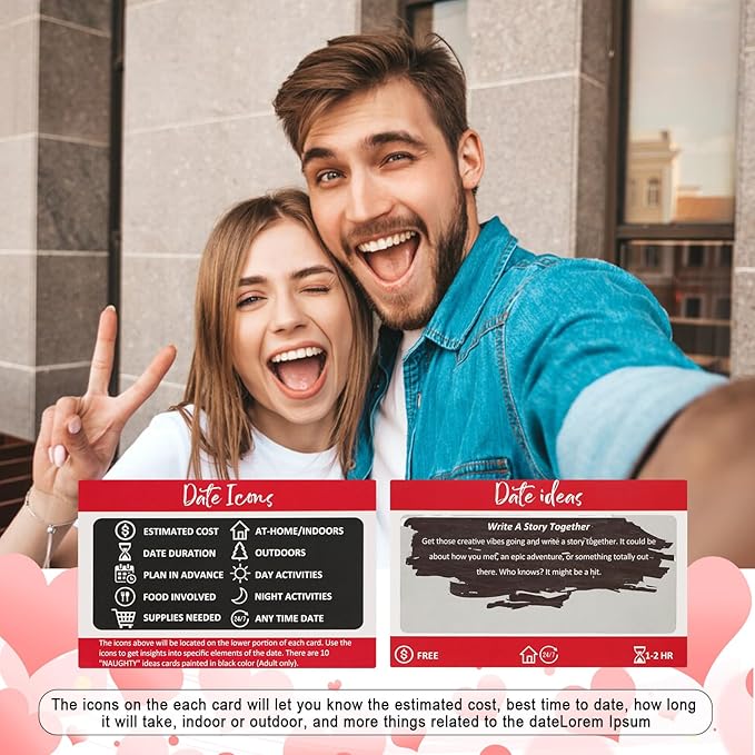 40 Adventure & Naughty Date Ideas for Him or Her, Fun Scratch Off Date Night Ideas for Boyfriend and Girlfriend, Romantic for Men Women Wife or Husband, Stocking Stuffers
