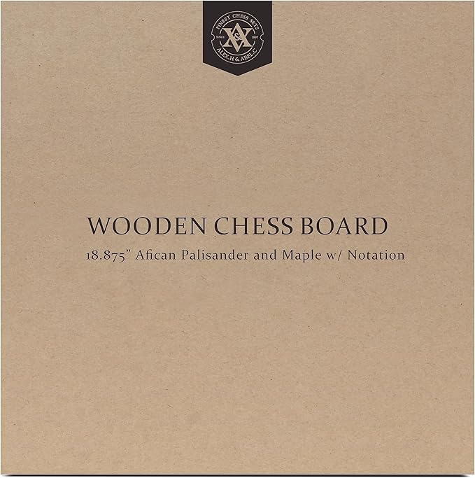 A&A 18.875" Professional Wooden Tournament Chess Board/African Palisander & Maple Inlaid /2.0" Squares w/Notation