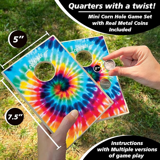 Desktop Coin Bouncing Party Set | Tabletop Cornhole Board | Small Travel Game Includes Coins