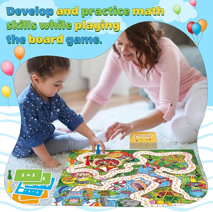 Addition and Subtraction Math Games for Kids,Addition & Subtraction,Educational Learning Board Games for Boys and Girls Ages 5 6 7 8,Classroom Travel Indoor Outdoor Family Games