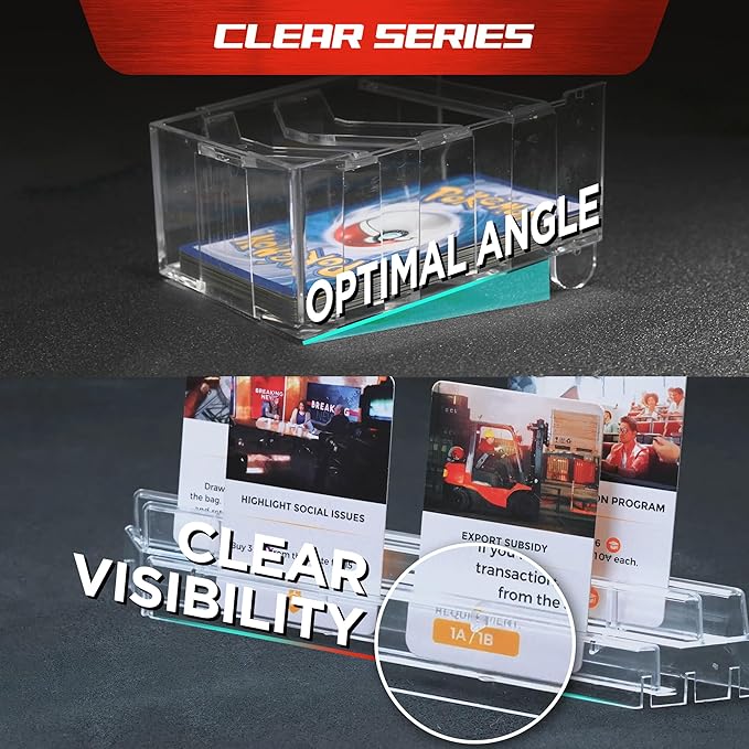 Clear Series Board Game Accessories Set - Total 16 Packs of Connectable Game Card Trays, Component Holder Tray, Cards Holder Stand, Trasparent Game Pieces Organizer Set