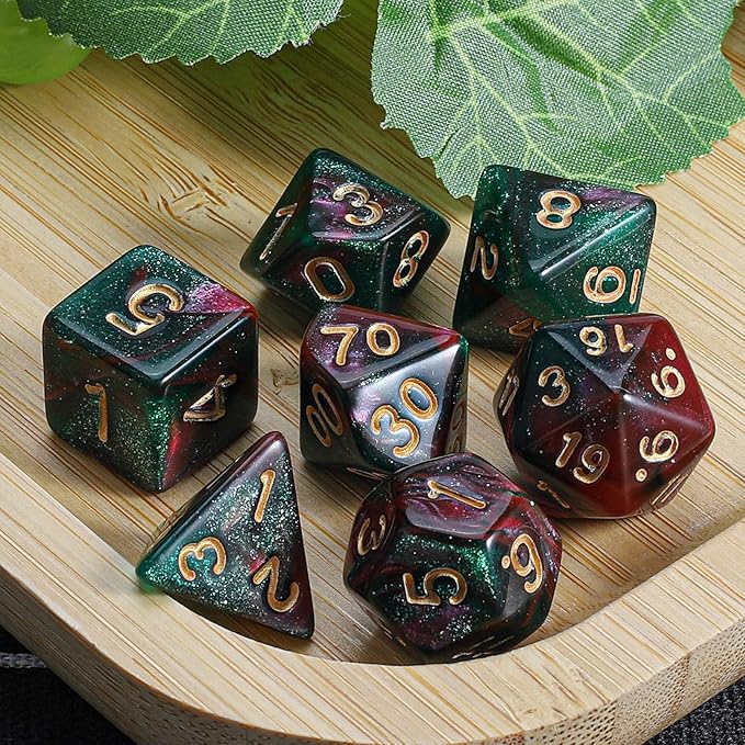 CiaraQ DND Polyhedral Dice Set with a Black Dice Bag for D&D RPG MTG Role Playing Table Games