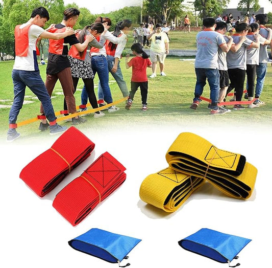 5 Legged Race Bands, Field Day Games for Adults and Kids, Giant Games for Yard, Lawn, Camping, Beach (Red+Yellow)