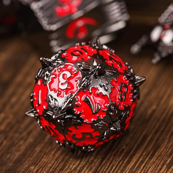 UDIXI Metal DND Dice Set, 7PCS Polyhedral D&D Dice Set Dragon d and d Dice for Dungeons and Dragons Role Playing Games and Other Tabletop Game (Black Red)