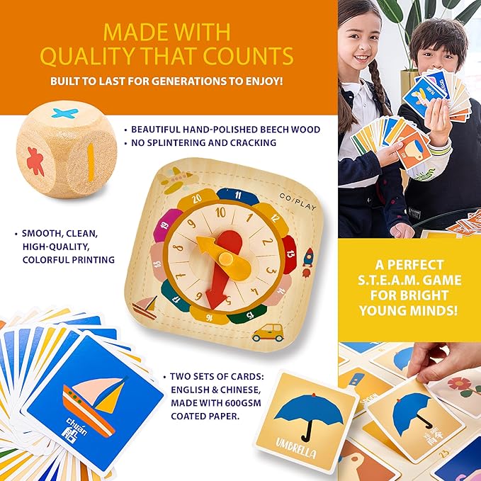 COI Play Picto-Match Board Game Set - Engage with Math,Vocabulary in English, Picture Matching Indoor Games for Kids Ages 6+, Learning Experience
