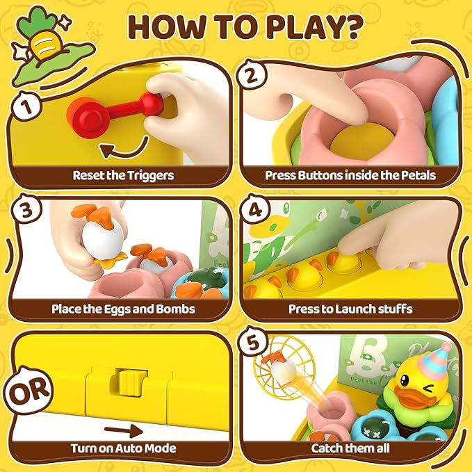 B.Duck Games Bounce and Catch Toys for Kids 3-5, Toddler Board Games,Birthday Gifts for Kids 4-6,Duck Toddler Toys for 5-7 Boys and Girls