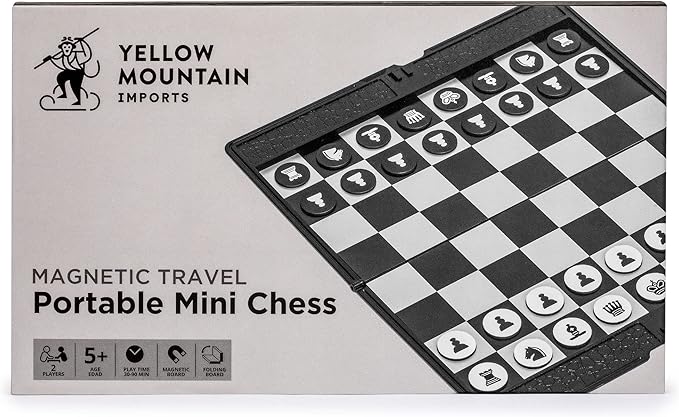 Yellow Mountain Imports Magnetic Travel Foldable Chess Wallet Set (7.9-Inch) - Portable & Perfectly Travel-Size