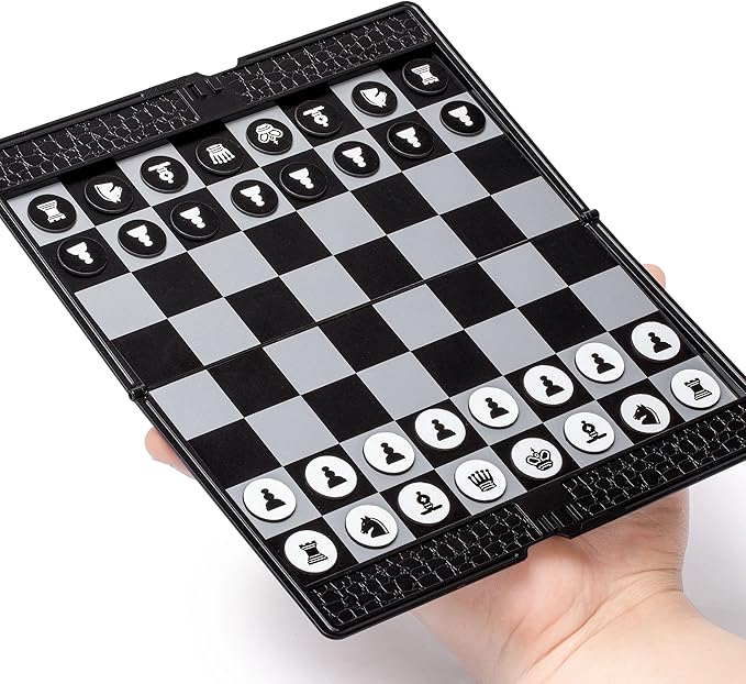 Yellow Mountain Imports Magnetic Travel Foldable Chess Wallet Set (7.9-Inch) - Portable & Perfectly Travel-Size